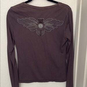 Oilily Brown Long Sleeve Tee with Embroidered Design